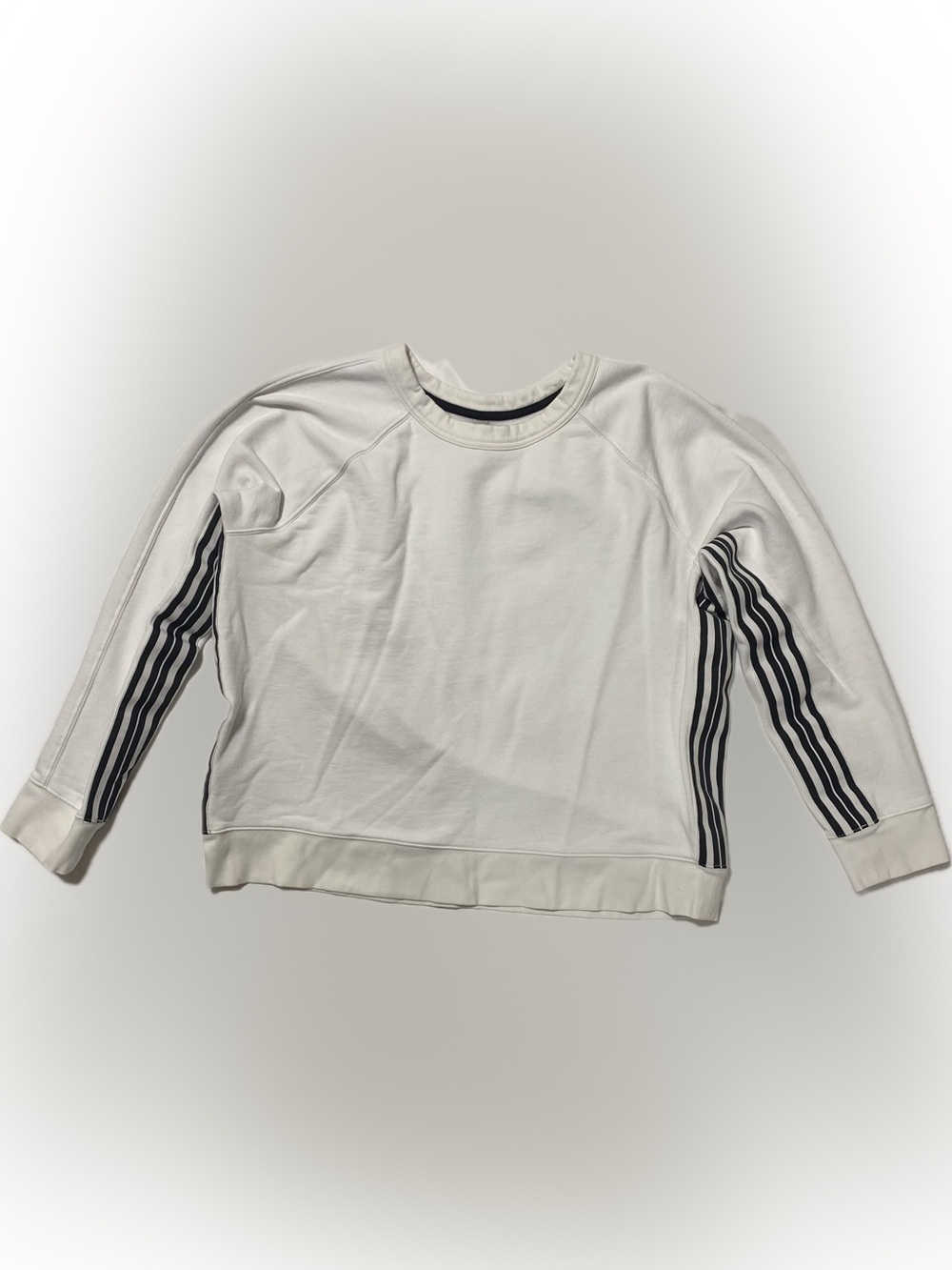 Athleta White Fleece-Lined Top with Black Trim